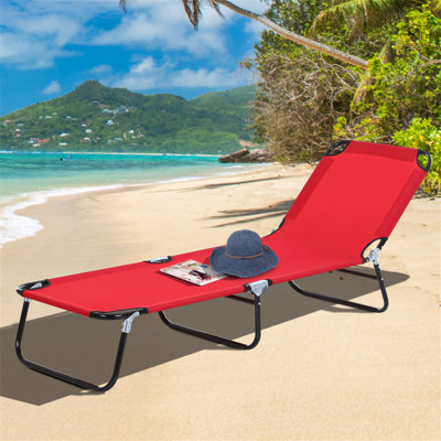 Chaise longue de piscine pliante 2 pièces Outsunny, chaises de bronzage d'extérieur avec dossier inclinable à 5 niveaux, structure en acier pour la plage, la cour, le patio