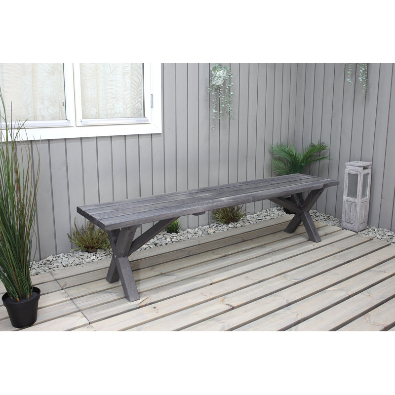 Edgerton Solid Wood Pine Outdoor Bench, 44cm H x 180cm W x 39cm D, Shabby Elegance Grey
