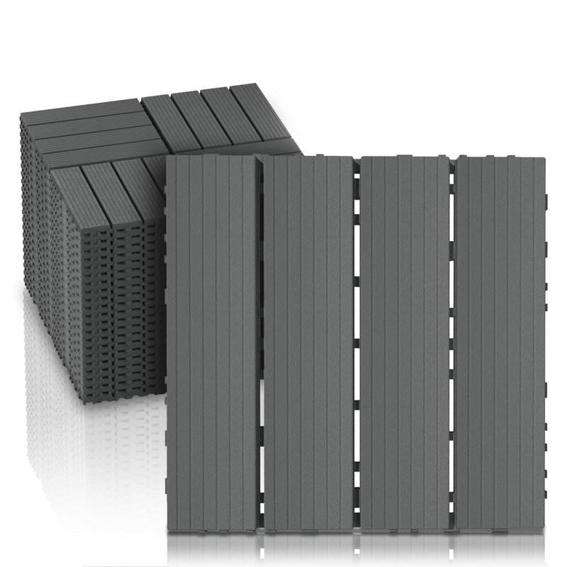 30.5cm L x 30.5cm W Plastic Interlocking Deck Deck Tile Kit, Grey