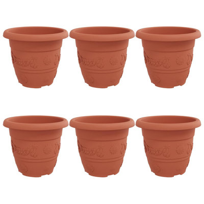 Round Flower Pot 6 Pcs Plastic