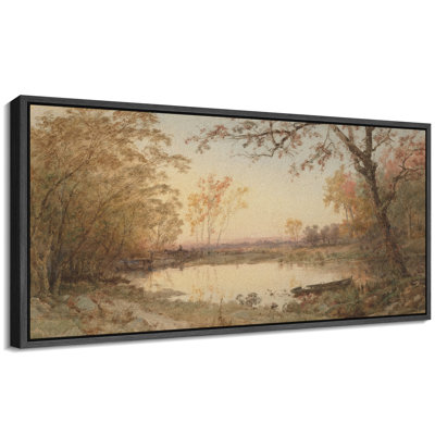 Autumnal River At Sunset Classic Forest Landscape, reproduction d'art sur toile