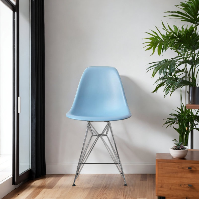 Counter Stool with Steel Frame, Blue