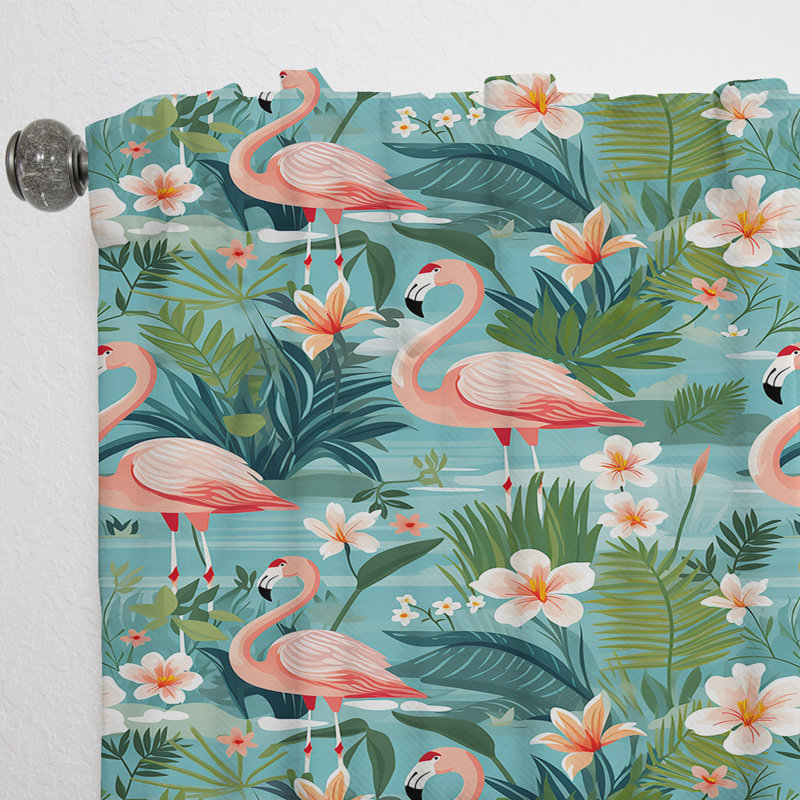 Flamingo Paradise Tropical Motif I - Rideau floral - Rideau floral obscurcissant - 1 panneau, L 52 po x L 95 po