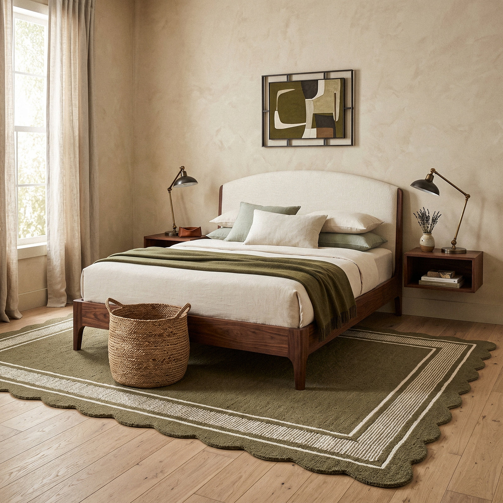 Waverley Hand-Tufted Wool Rug, Moss, Scalloped 5'6" x 8'6"
