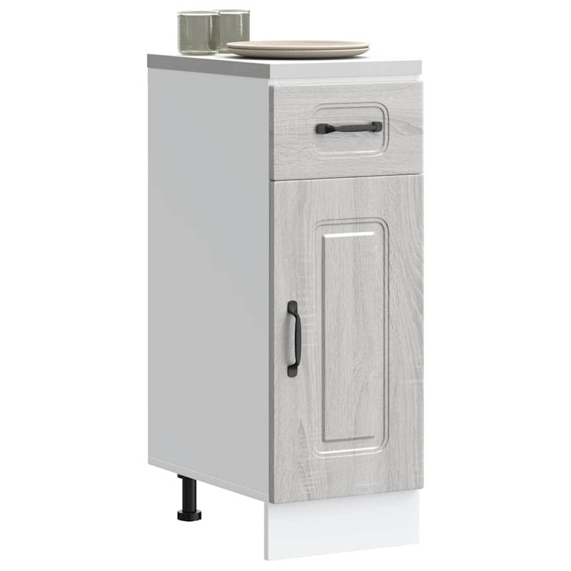 Kitchen Base Cabinet Kalmar Engineered Wood, 81.5cm H x 30cm W x 46cm D, Grey Sonoma