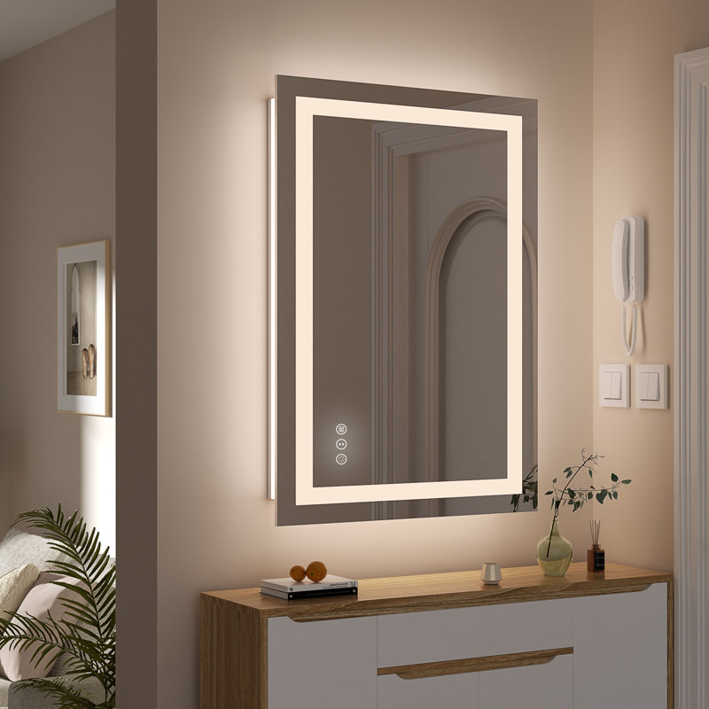 Rectangular Frameless Led Wall Mounted Bathroom Vanity Mirror, 32" x 24"