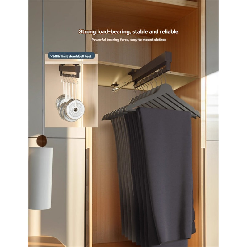 Premium Aluminum Extendable Trouser Rack With Slide Rail, 3.54" H x 1" W x 20" D