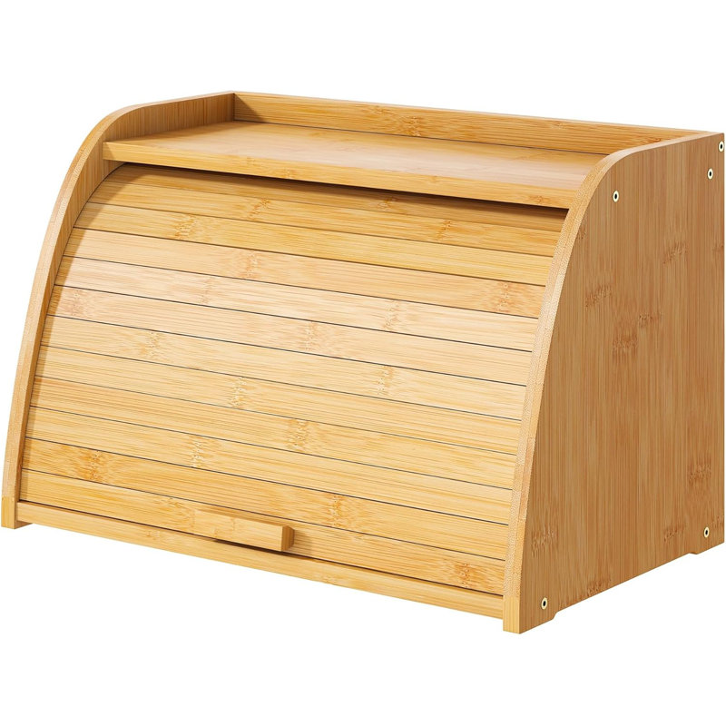 Boîte à pain pour comptoir de cuisine, grande boîte à pain en bois de bambou, capacité de rangement du pain de coin en bois