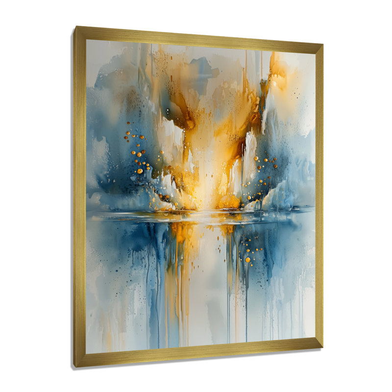 Southard - Abstract Canvas Wall Art, 44" H x 34" W, Single Picture Framed Print, Gold