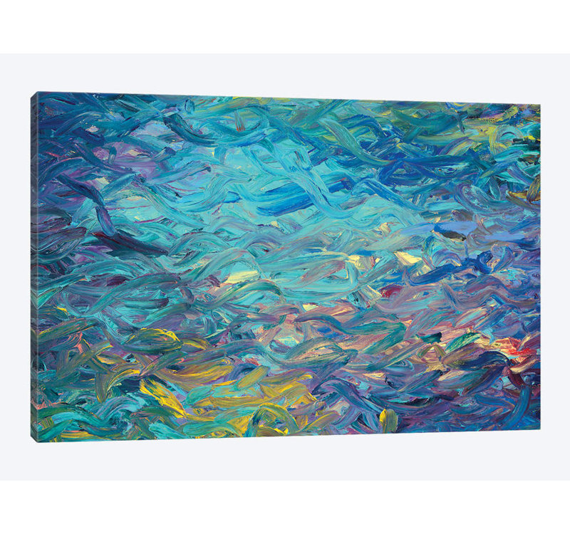 « bm 003 » par iris scott abstracts, impression sur toile, H 18 po x l 26 po x P 1,5 po, Toile encadrée noire, Pas de tapis