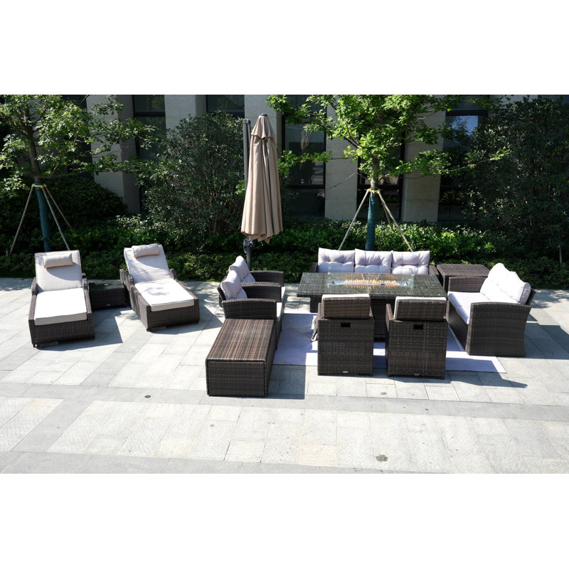 11 - Person Patio Conversation Set with Cushions