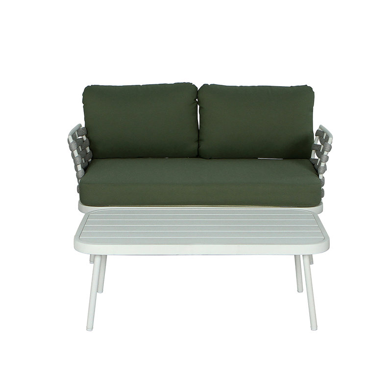 Mariano Steel Loveseat And Table, Off White+Green, Off White/Gray, Green