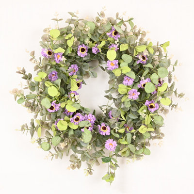 26" Handcrafted Eucalyptus Daisy No Holiday Wreath