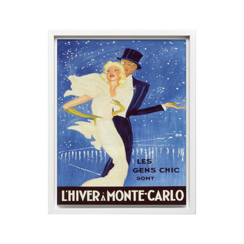 L'hiver à Monte-Carlo, Canevas, Encadrement blanc, H 11 po x l 14 po