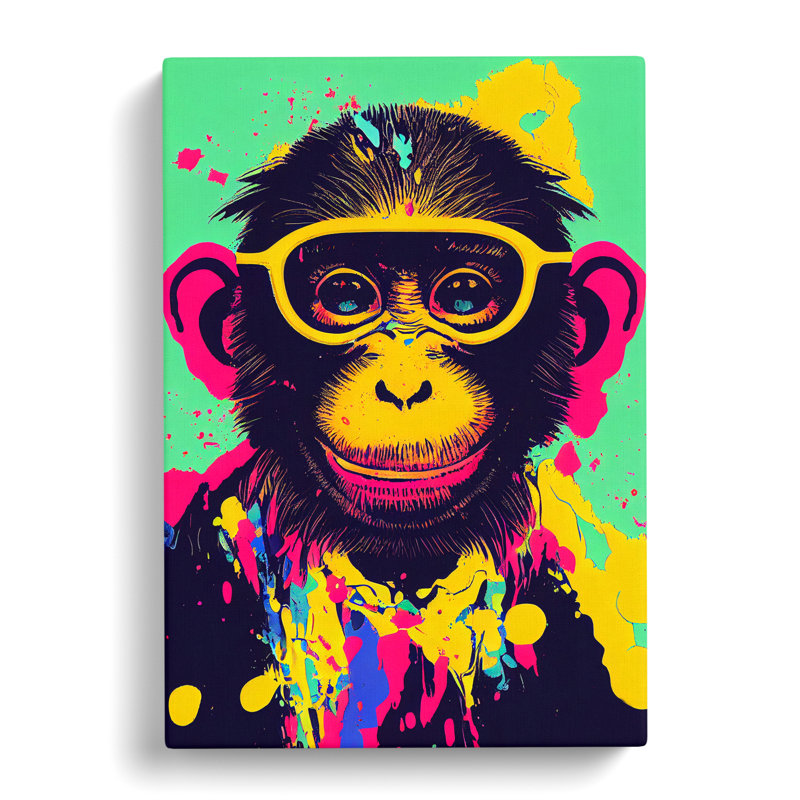 Monkey Paint Splash No.1 - Wrapped Canvas, 76cm H x 50cm W x 3cm D