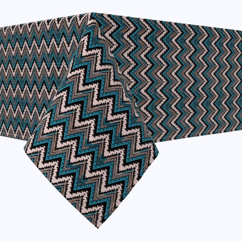 Rectangular Tablecloth, 100% Cotton, 52X104", Patterned Chevron, 104" L x 52" W