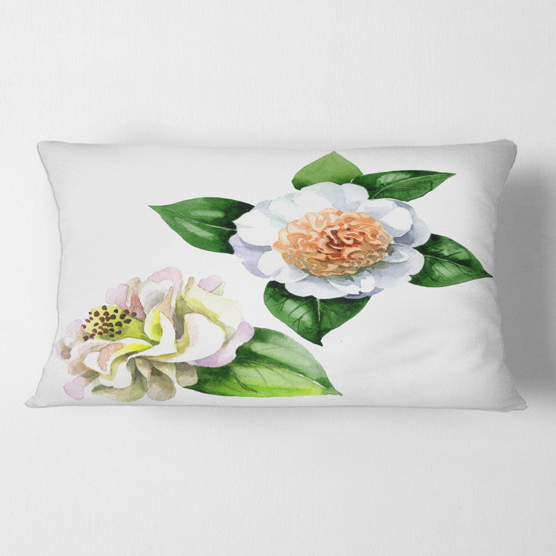 Housse de coussin rectangulaire à motif camélia
