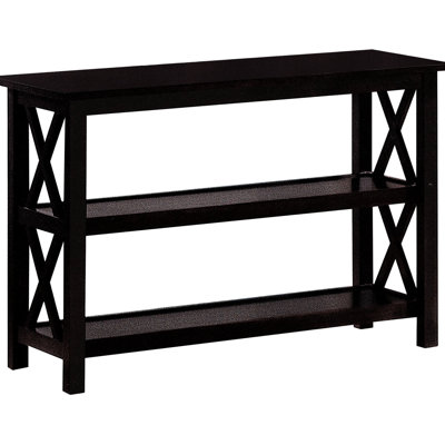 Console contemporaine profonde et fonctionnelle avec 2 tablettes rectangulaires, polyvalente et contemporaine