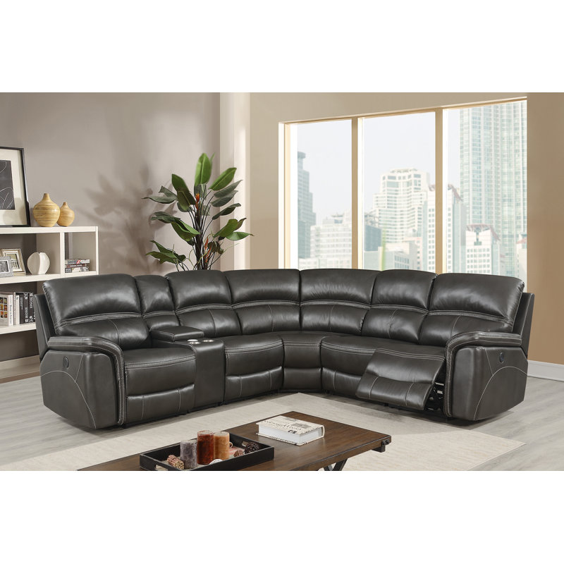 Canapé modulaire inclinable en cuir véritable Luc