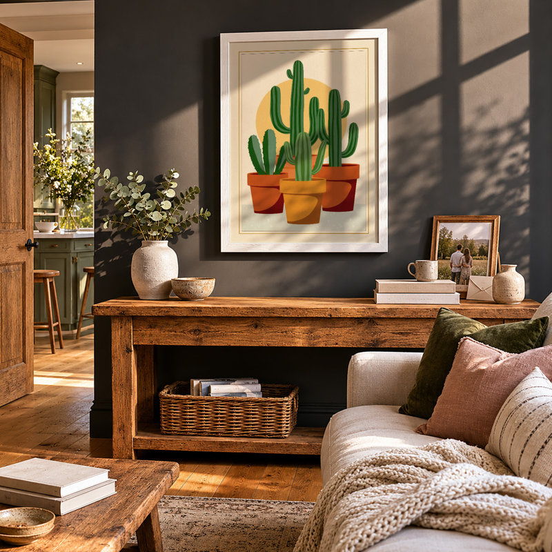 Desert Trio Botanical - Framed Print, A3 - 42.0 x 29.7 cm, White