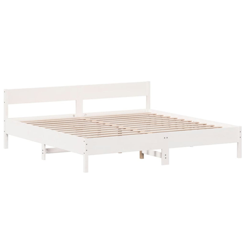 Anthoine Solid Wood Bed, White, Super King (6')