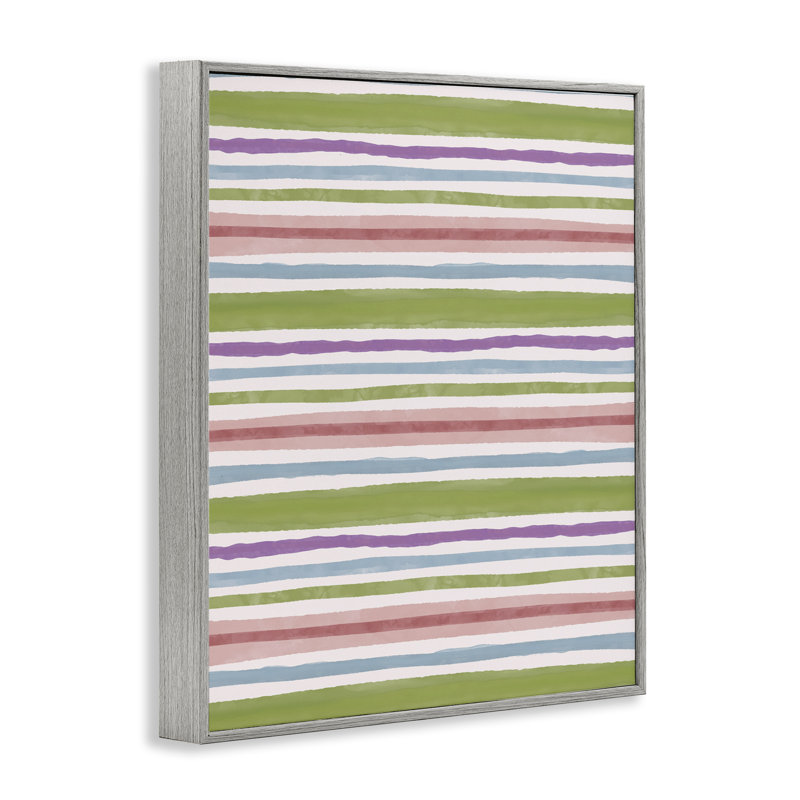 «Fun Stripes» à motif de giclées grises encadrées par Nina Muis, Estampe numérique Farmhouse, H 30 po x l 24 po