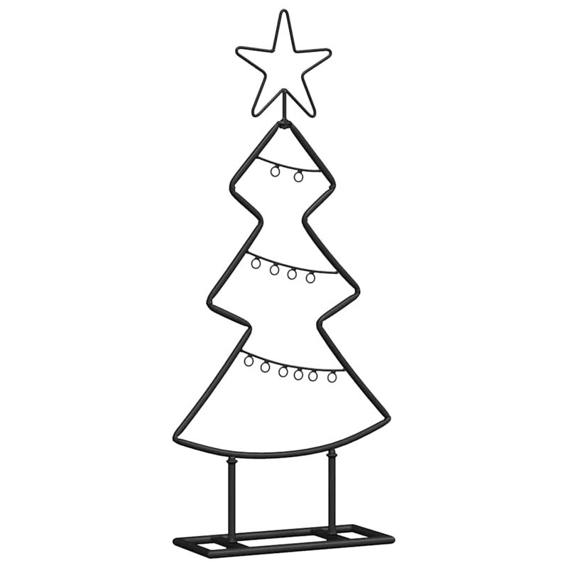 Metal Christmas Tree with Stand Black Steel, 60cm H