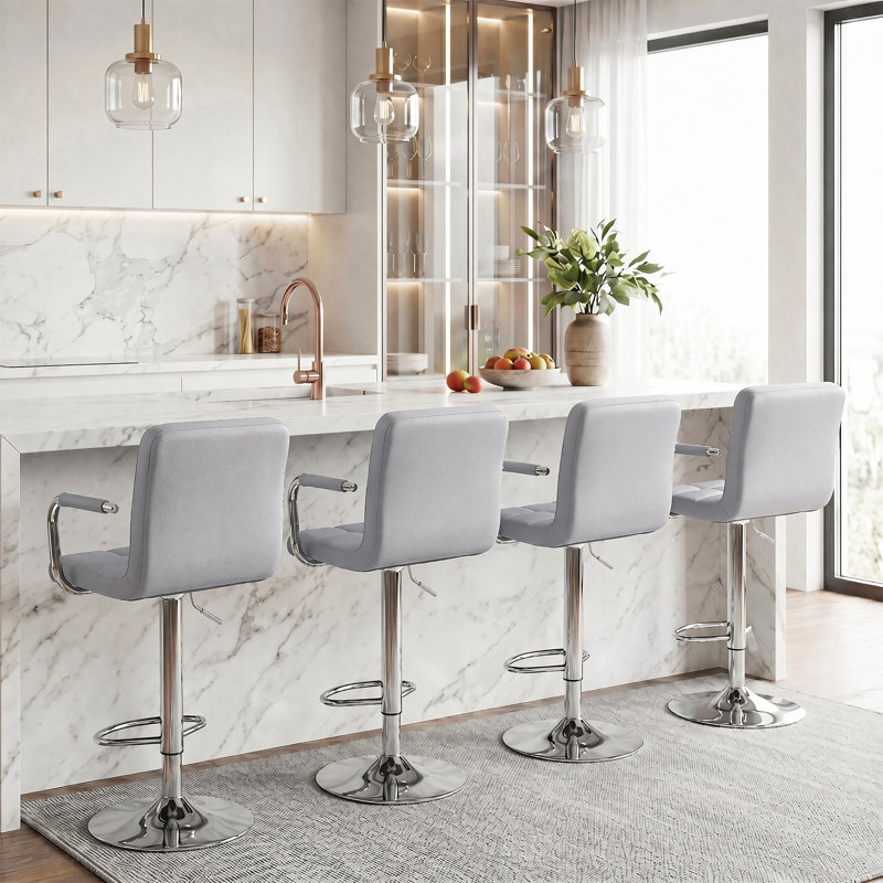 Tabourets de bar industriels pivotants avec accoudoirs, tabouret de comptoir ergonomique en similicuir pour îlot de cuisine et bar pour la maison