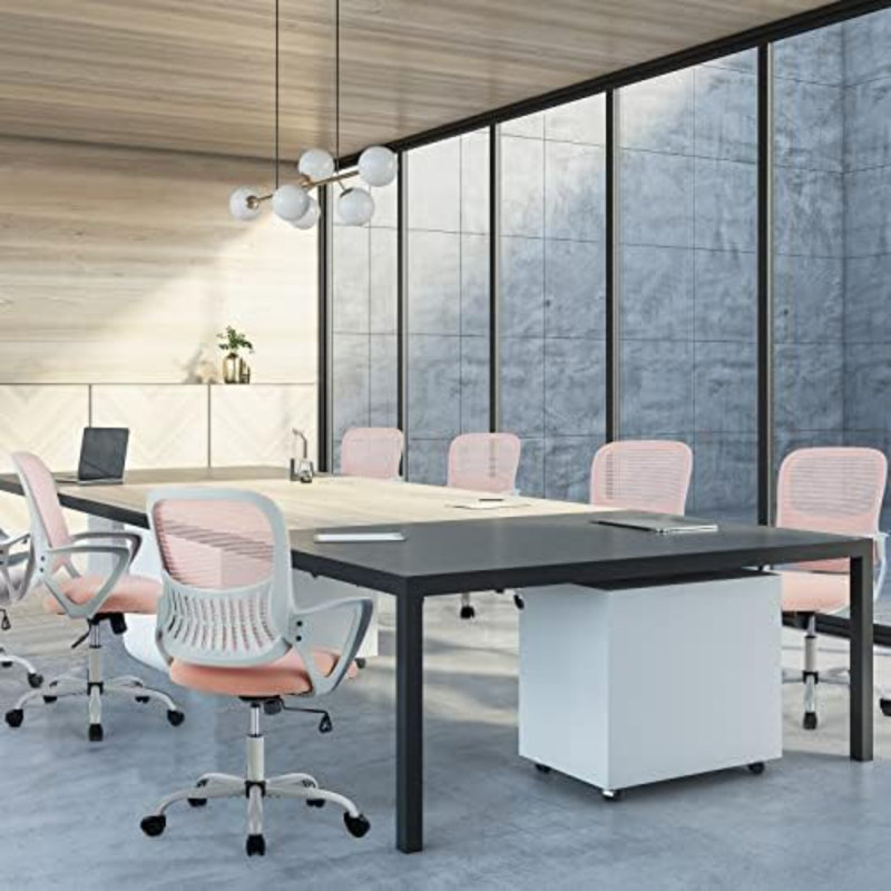 Fauteuil de direction de bureau à domicile avec conception ergonomique, pivotant en maille à dossier moyen, soutien lombaire confortable, accoudoirs confortables pour la chambre à coucher, bureau, étudiant