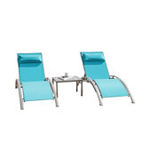 Pool Lounge Chairs Set Of 3-Lake Blue (2 Lounge Chairs+1 Table)
