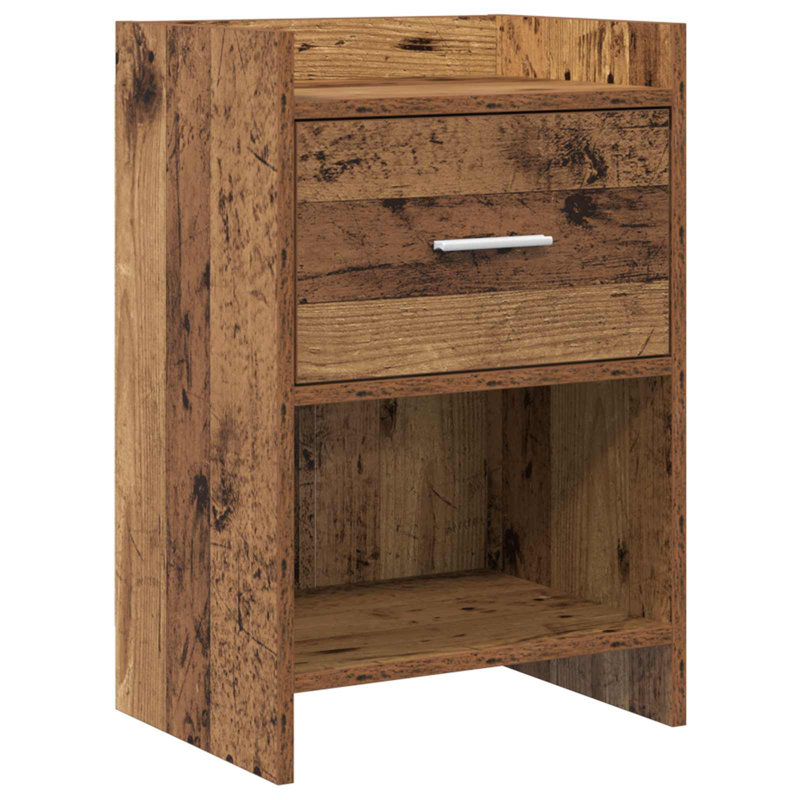 40cm W Composite Bedside Table, Old Wood