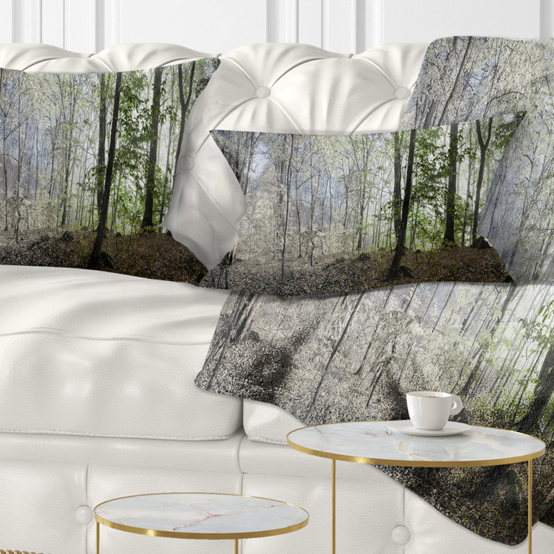 Landscape Printed Morning in Forest Panorama Lumbar Pillow