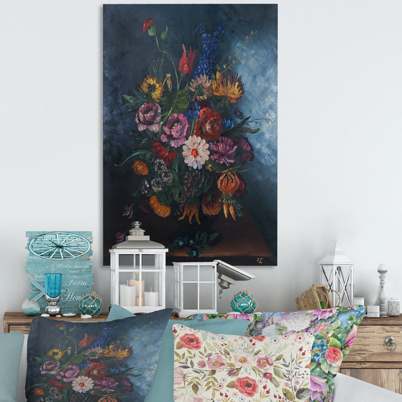 Bouquet de fleurs printanières en fleurs, H 20 po x l 12 po x P 1 po, Toile tendue