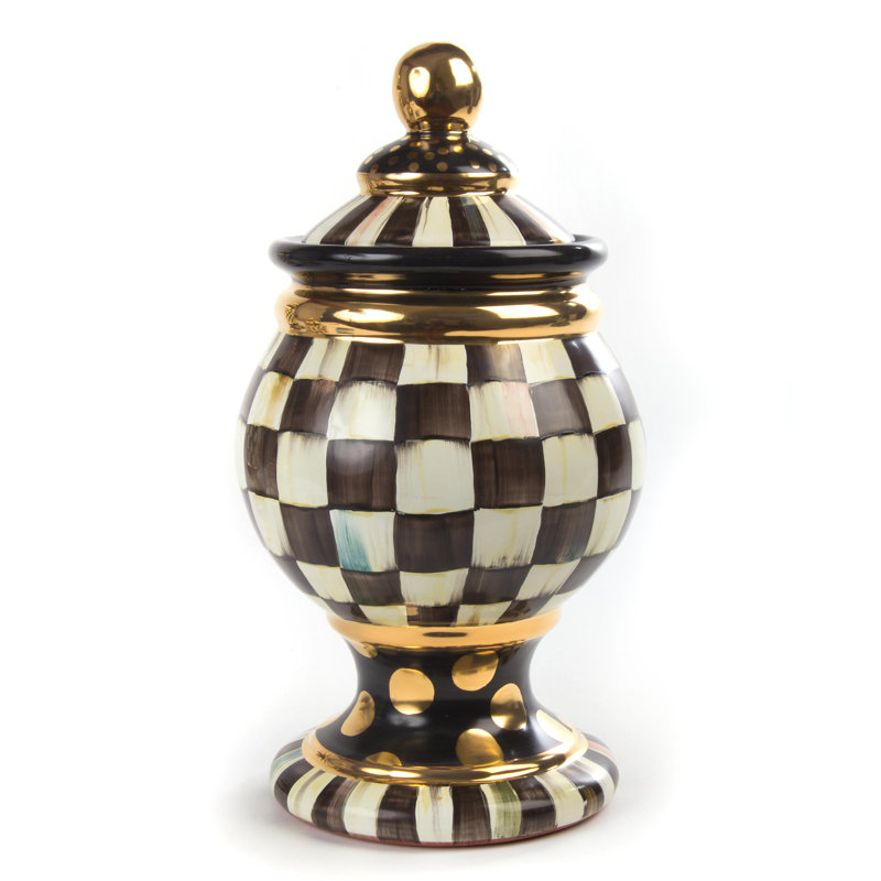 Courtly Check 96oz Handcrafted Ceramic Globe Canister