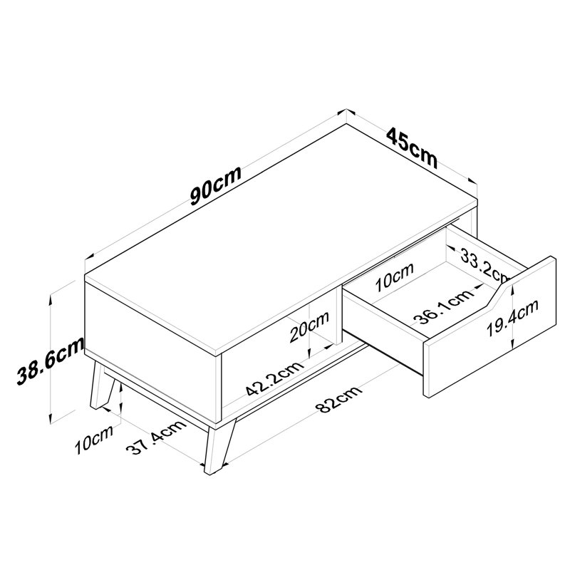 Table basse à 4 pieds