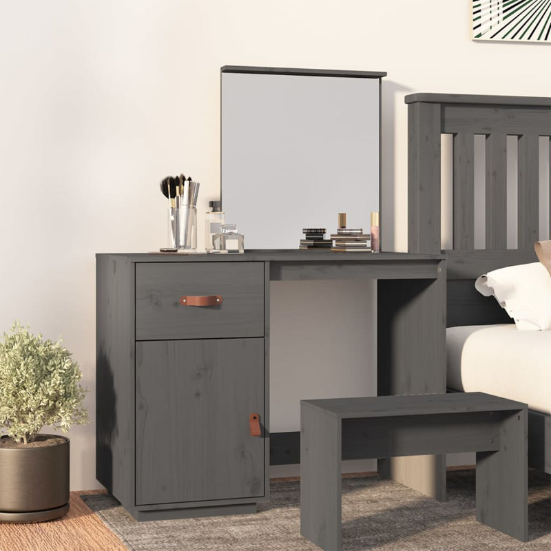 Niel Dressing Table with Mirror, Grey