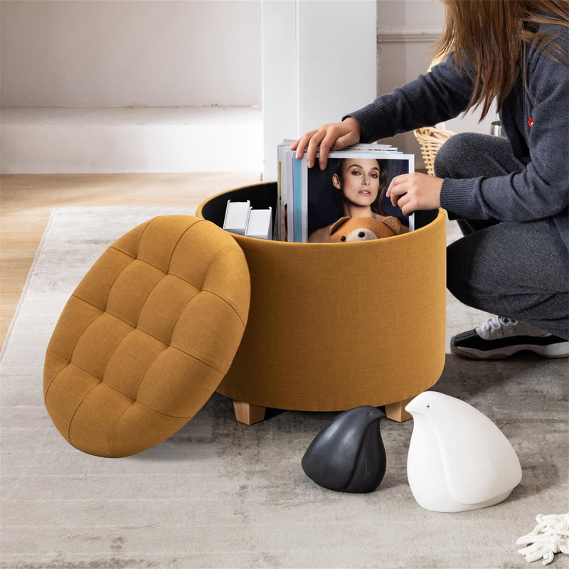 45cm Wide Footstool Ottoman, Orange