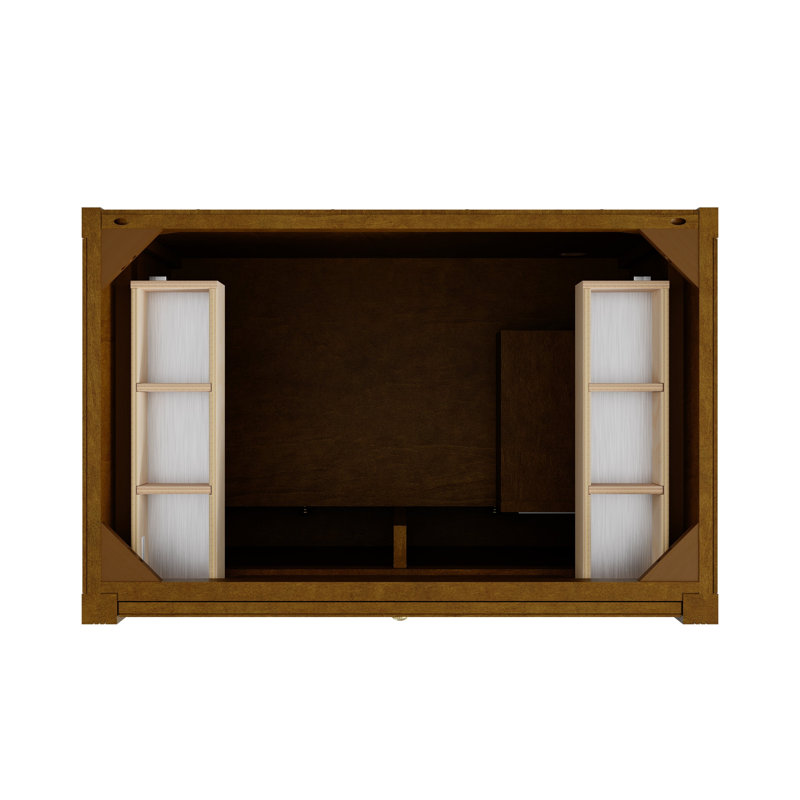 Bellshire 96" W Dual Vanity Set with 24" Make-Up Counter, White Zeus, 8" Widespread, Honey Oak