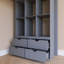 Lit mezzanine simple gris avec grandes tablettes, bureau et lumière DEL-2040362451-2040362448