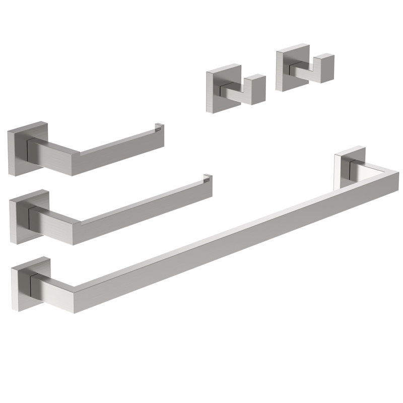 Ensemble de 5 serviettes décoratives pour la salle de bain Axis, Nickel brossé