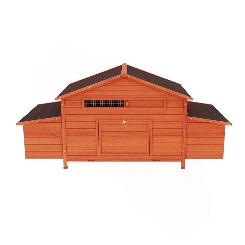 Grande cage à poules pour l'extérieur avec 2 boîtes de nidification et 2 portes étanches, Rouge brique