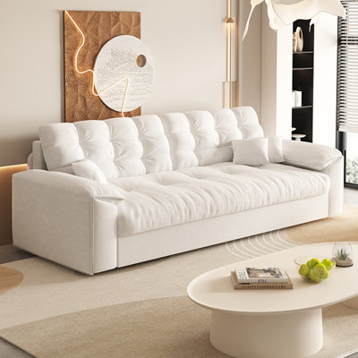 Canapé réglable en chenille de style crème avec structure en acier au carbone