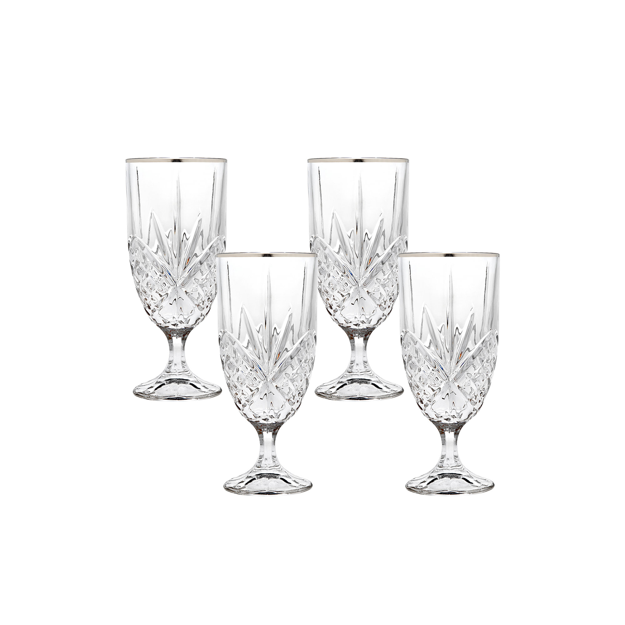 Dublin Crystal Platnium Rim Water Goblet 16oz, Platinum