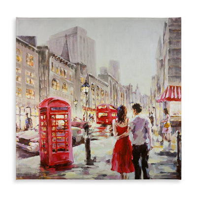 Couple Walking Red Building Tablecloth - Indoor/Outdoor Decor