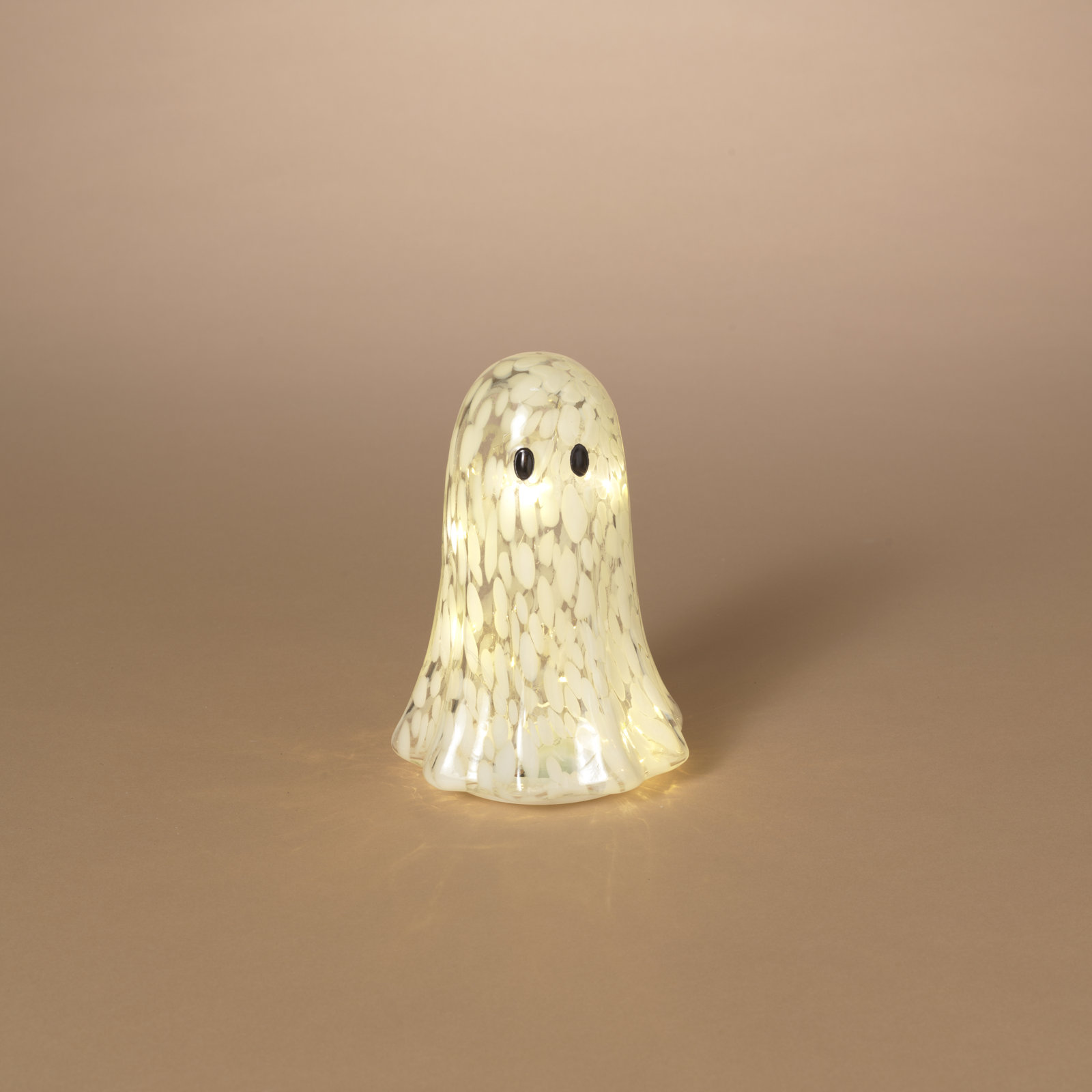 Lighted Glass Halloween Ghost with Timer 6.3"H