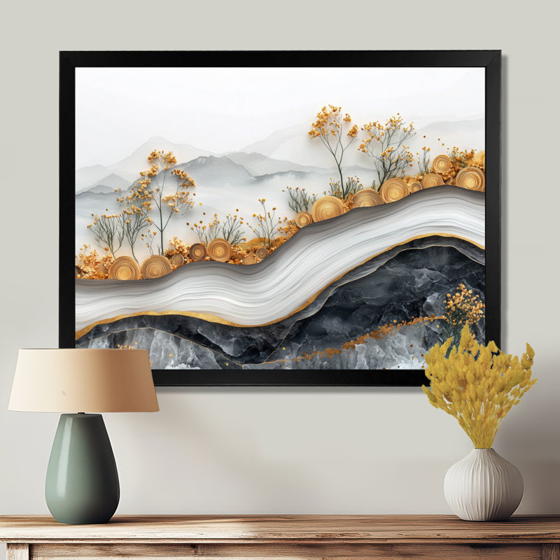 Ignaz - Floral Wall Art, Single Picture Framed Print, 30" H x 40" W, Black