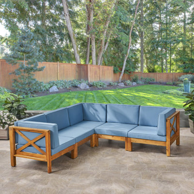 Luthersville Outdoor 5 Piece Sectional Seating Group with Cushions by Beachcrest Home