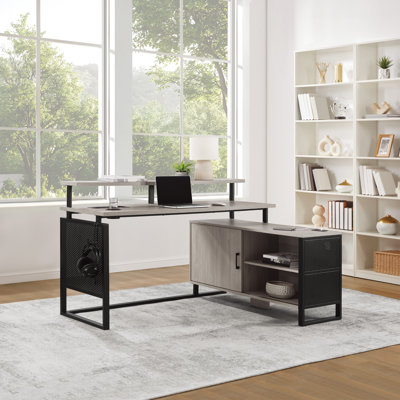 Pierrine L-Desk with Hutch Shelf