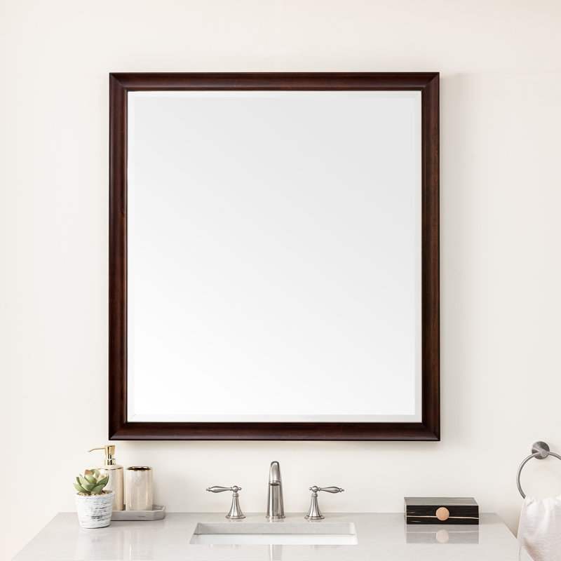 Glenbrooke Solid Wood Wall Mirror, Burnished Mahogany, 40" x 36"
