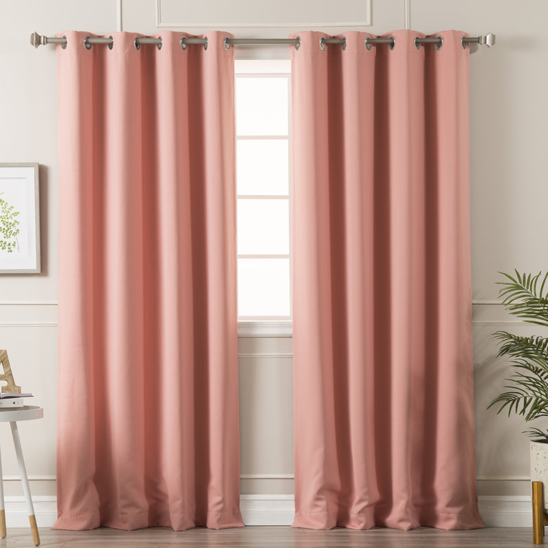 Schaeffer Solid Blackout Thermal Grommet Curtain Panels, 52" W x 84" L, Coral